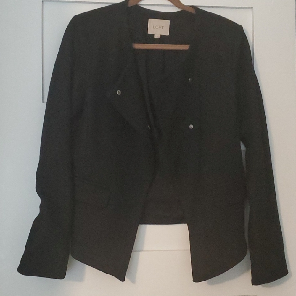 Black tweed moto suit drapey jacket